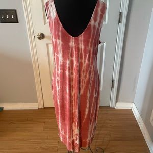Belle Sky Boho Beach/Lounge Wear Tie Dye Orange White Dress Size XL